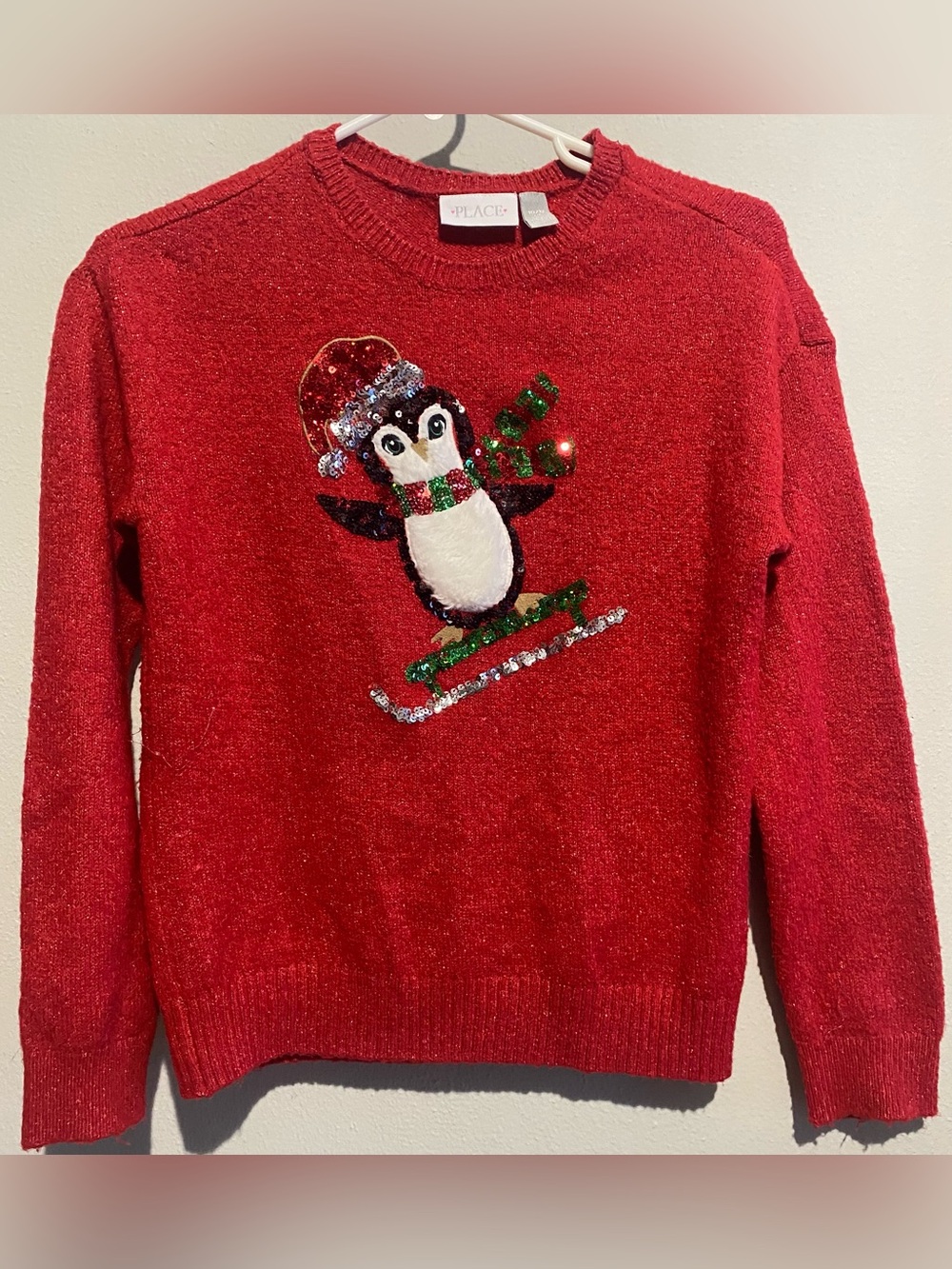 Place Red Sequin Penguin Crewneck Sweater by Children’s Place